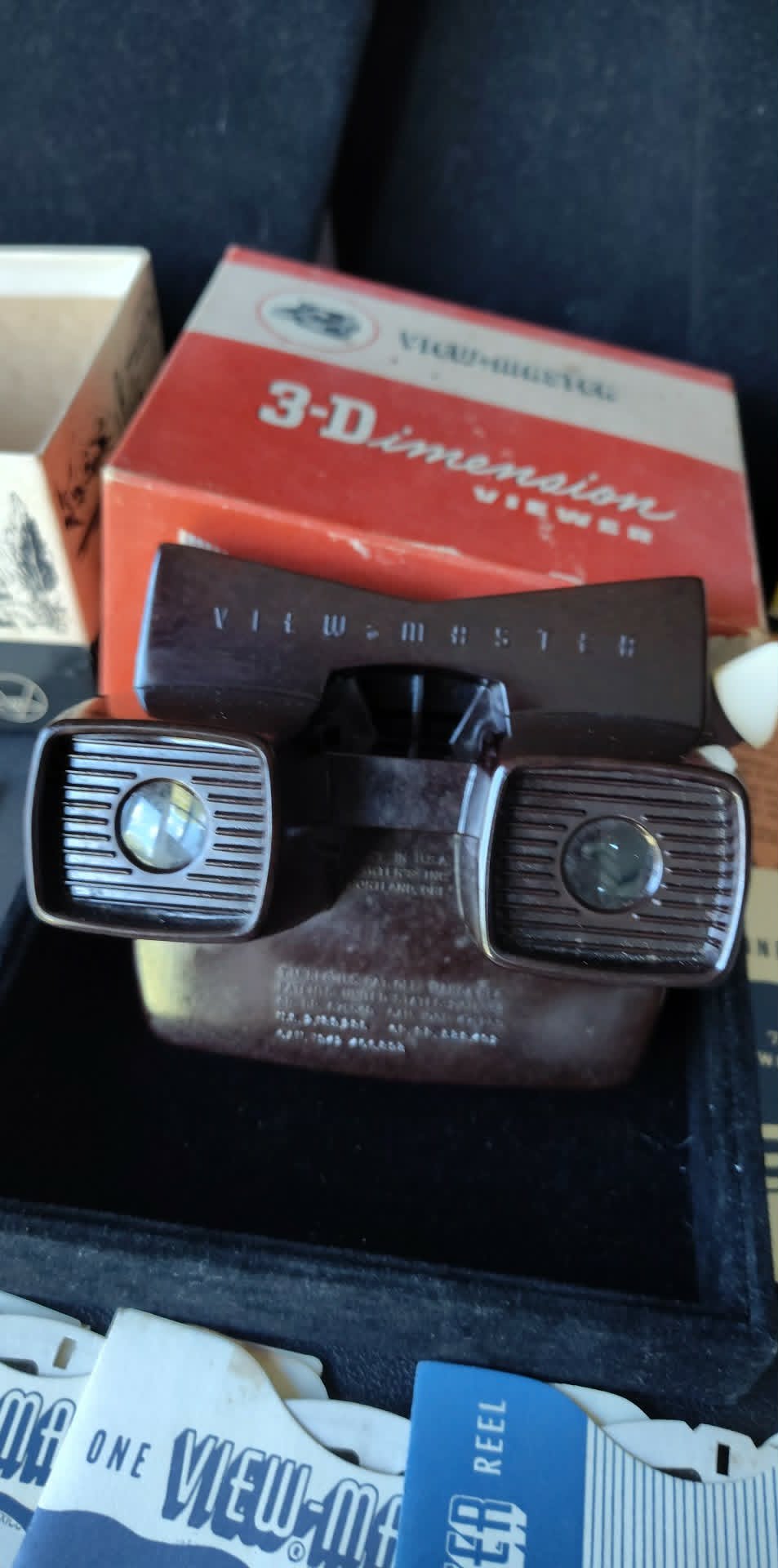 Vintage View-Master brown Sawyer Bakelite Model E w/ 6 reels, box