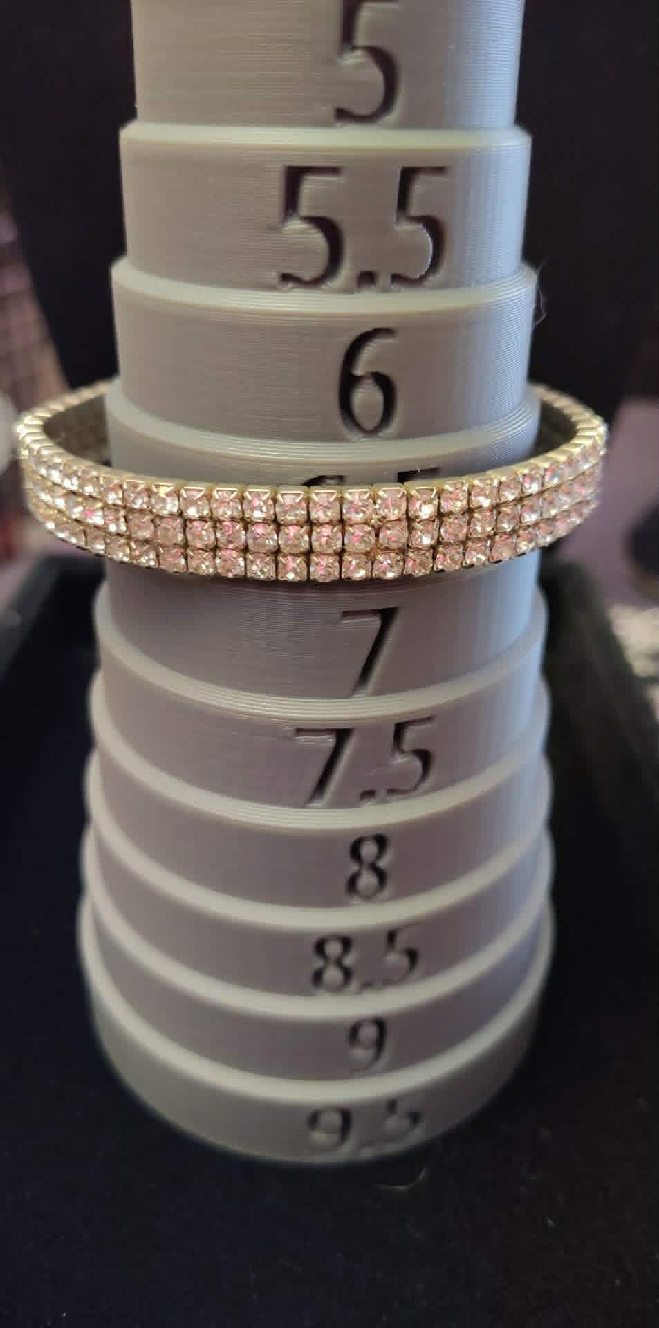 Estate rhinestone open bracelet, 3 rows size 6.5 with some give