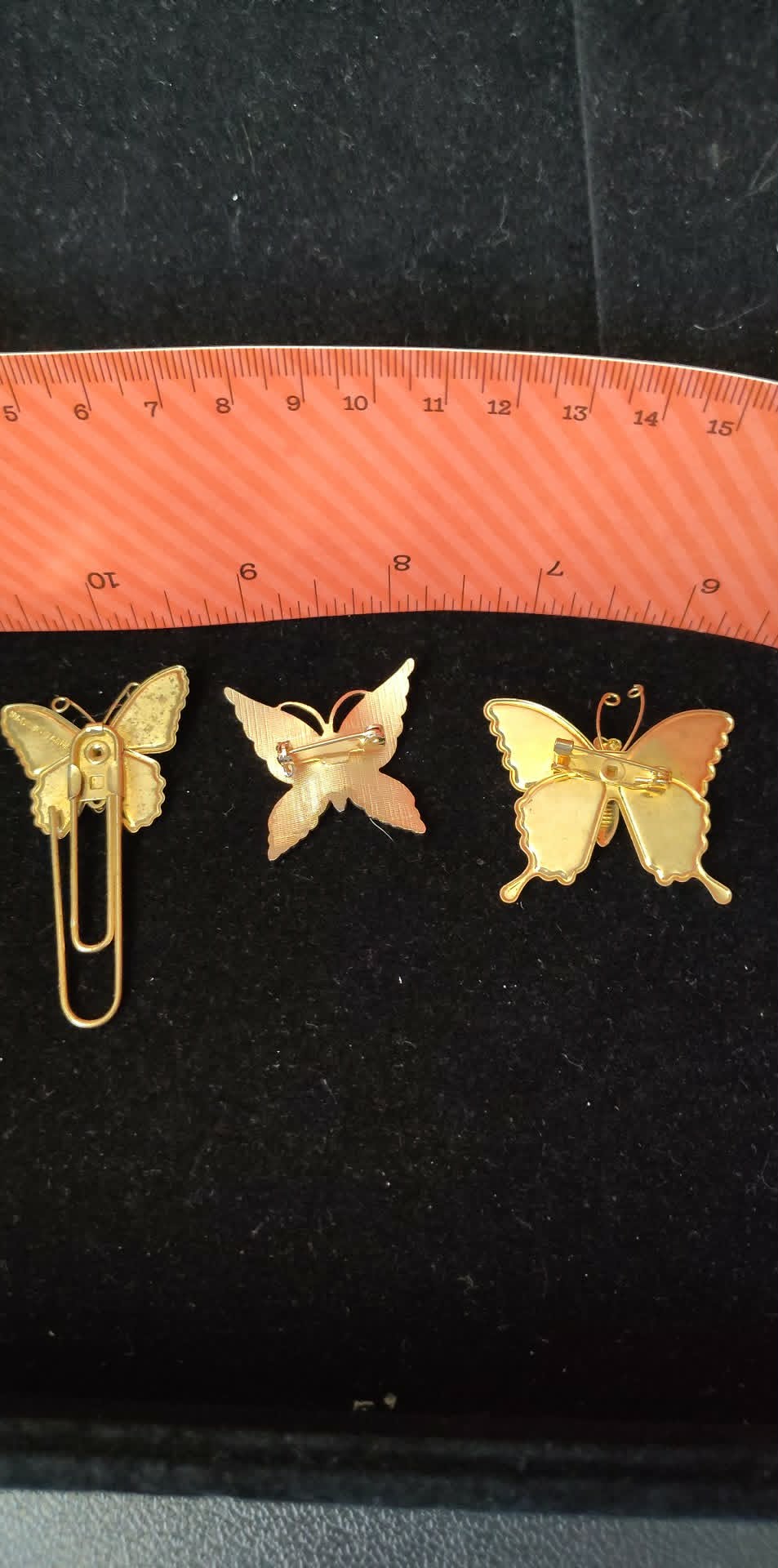 Set of 3 Vintage butterflies, paperclip & 2 brooches