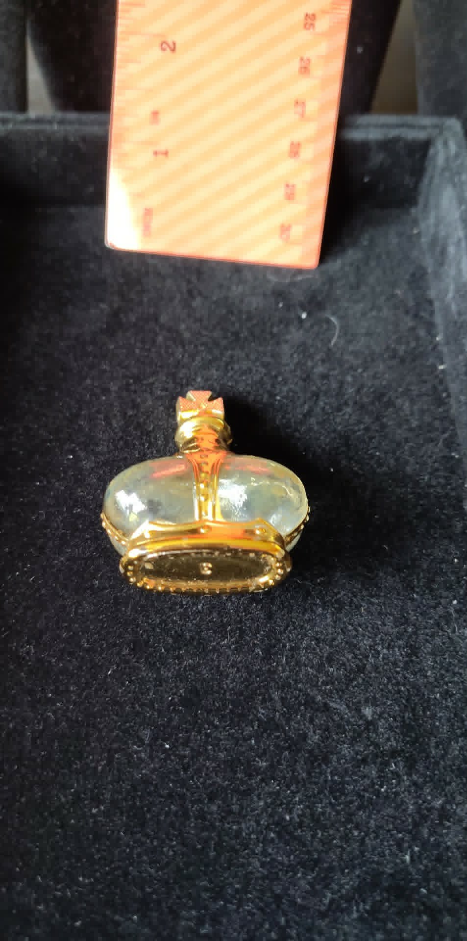 Vintage Crown shaped perfume bottle, empty, cross stopper
