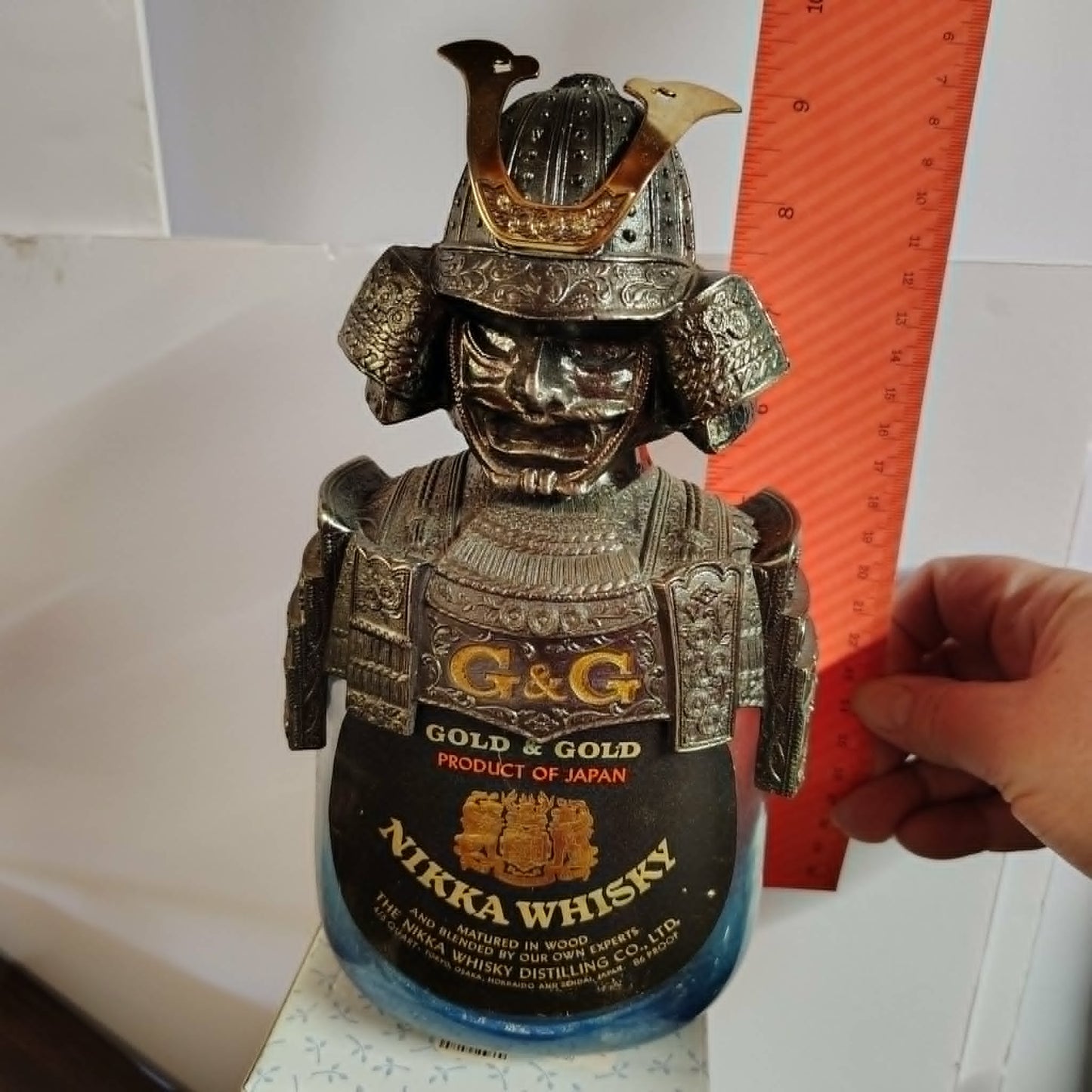 Vintage Nikka Gold & Gold Samurai Armor empty whiskey bottle
