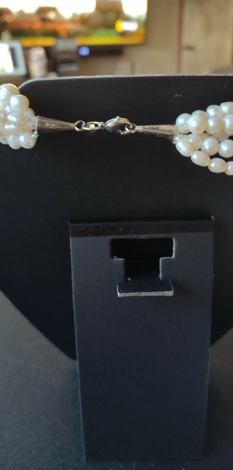 Vintage Freshwater baroque pearl 5 strand necklace with mother of pearl flowers