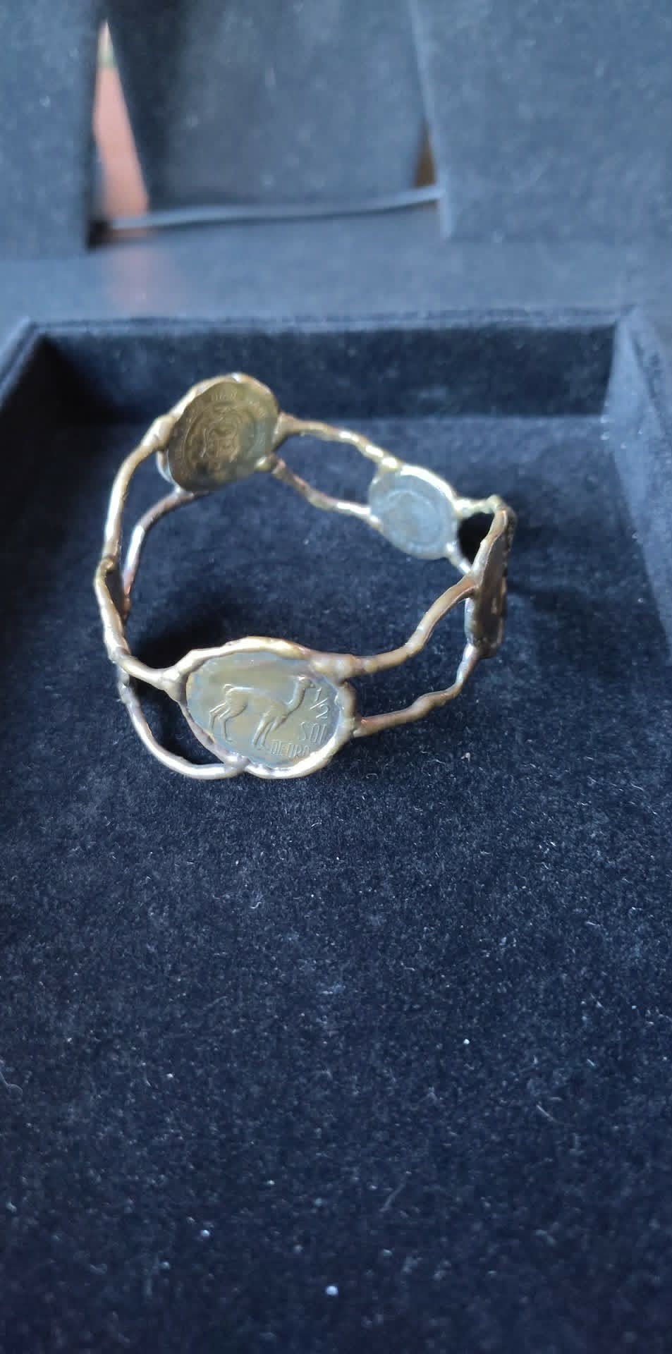 Vintage brutalist style mixed metal cuff bracelet