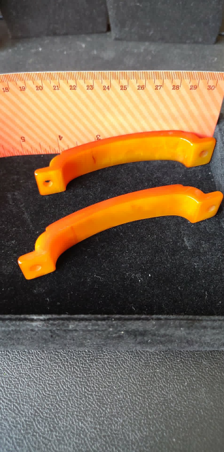 2 vintage Bakelite cabinet drawer pulls, butterscotch tested
