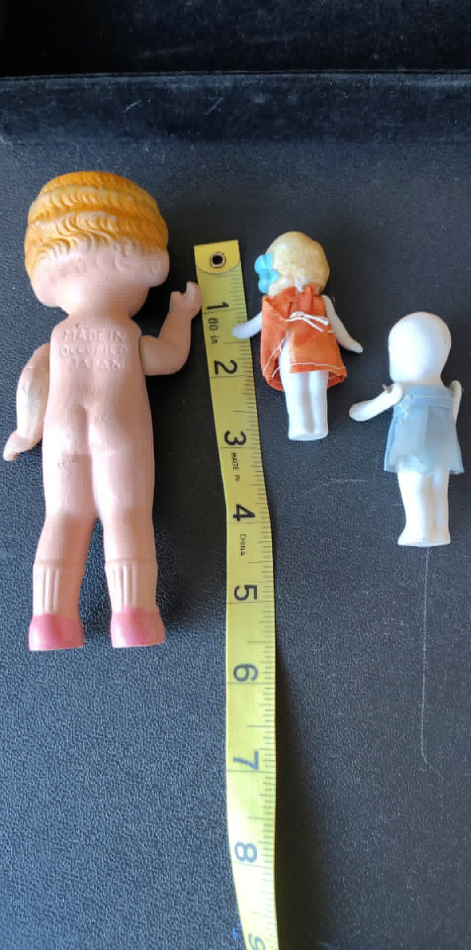 Set of 3 Vintage bisque Occupied Japan joined dolls, 1 6inch, 2 3inch