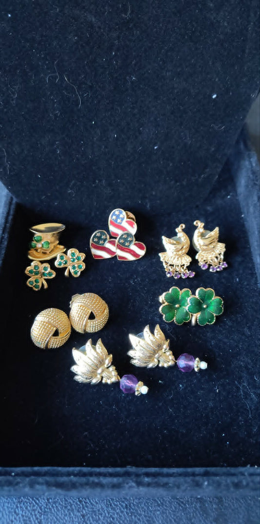 Vintage Avon estate lot 6pairs earrings, 2 brooch, One is marked 2001, enamel