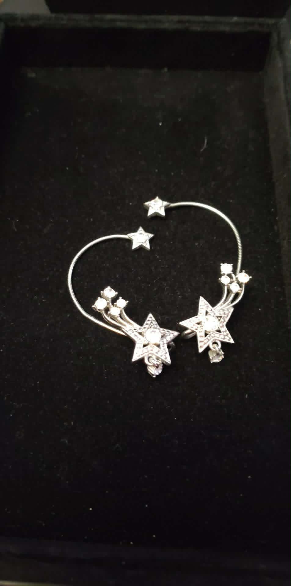 Vintage estate ear cuff shooting star silver toned rhinestone earrings