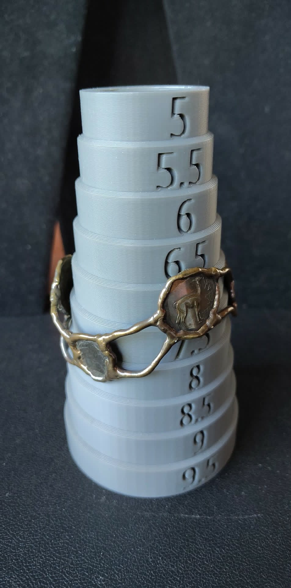 Vintage brutalist style mixed metal cuff bracelet