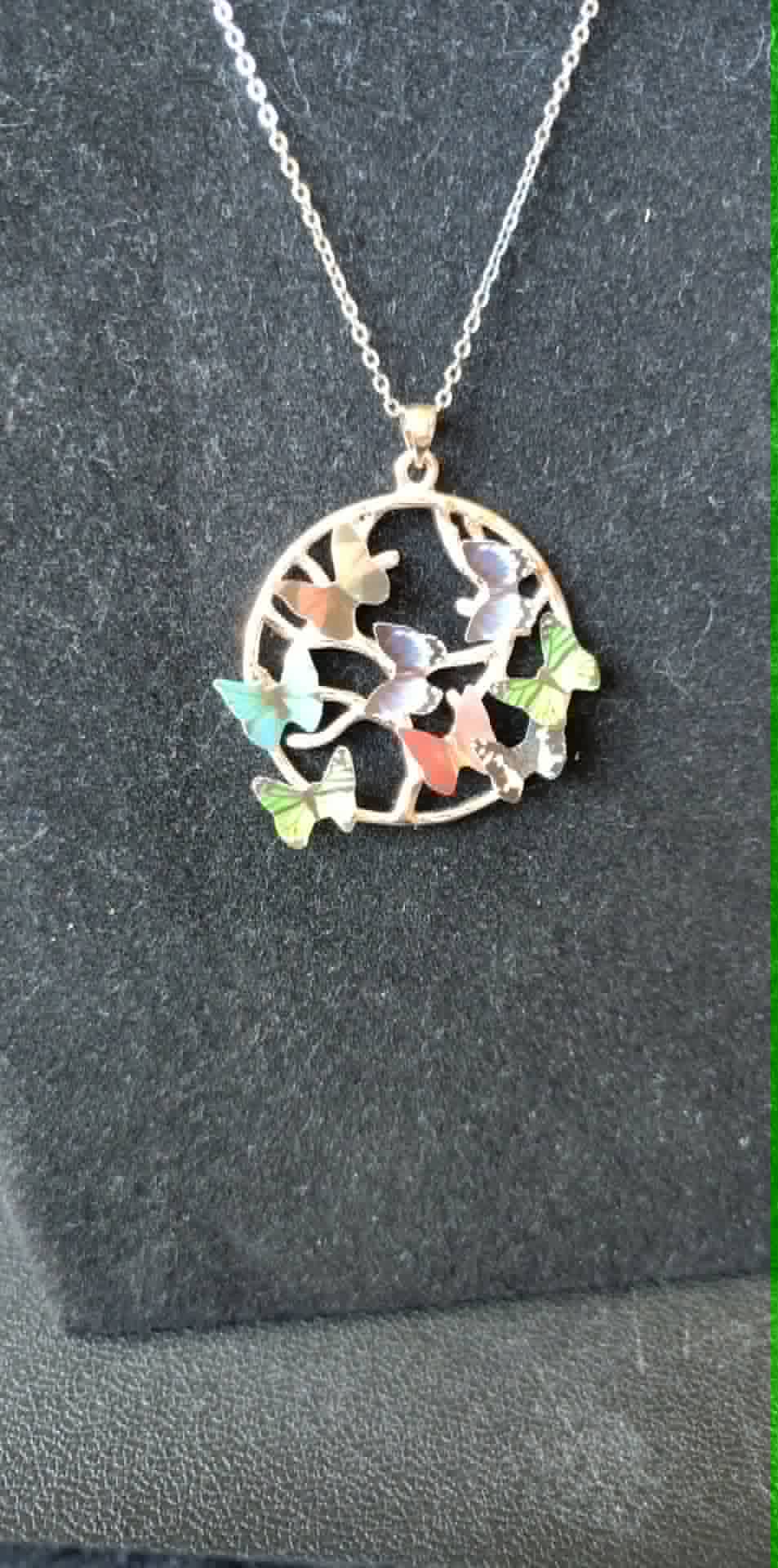 Sterling 925 Butterfly tree of life necklace 19", 2" extender