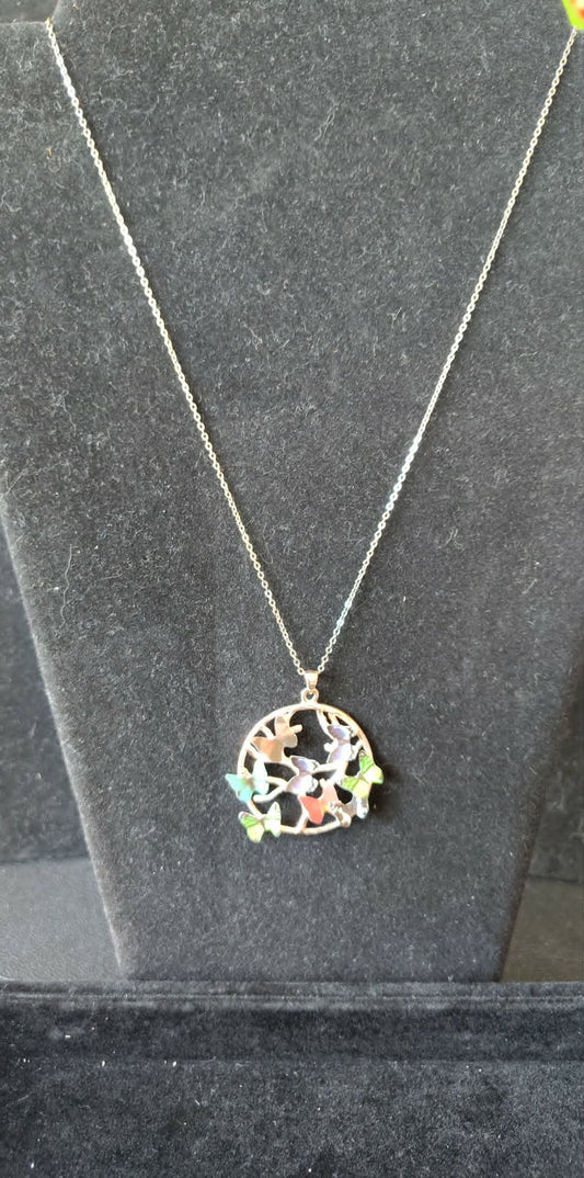 Sterling 925 Butterfly tree of life necklace 19", 2" extender