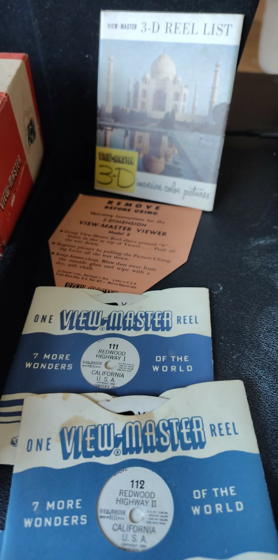Vintage View-Master brown Sawyer Bakelite Model E w/ 6 reels, box