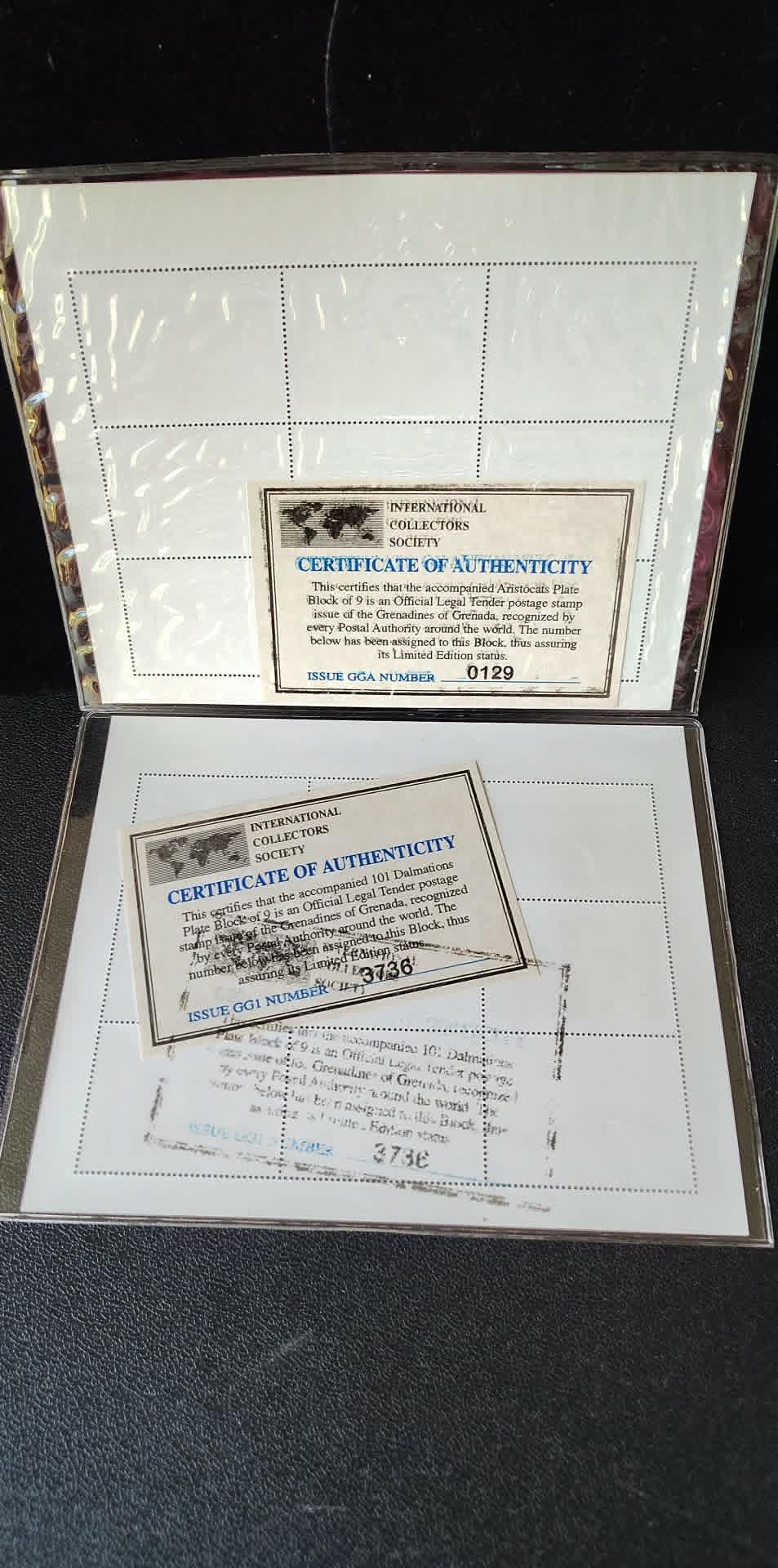 2 9pc stamp sheets Disney Aristocats & 101 Dalmations