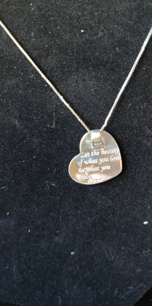 Vintage 925 Italy R 20" chain & 925 LA Rumi heart 'Let the beauty.. love' charm