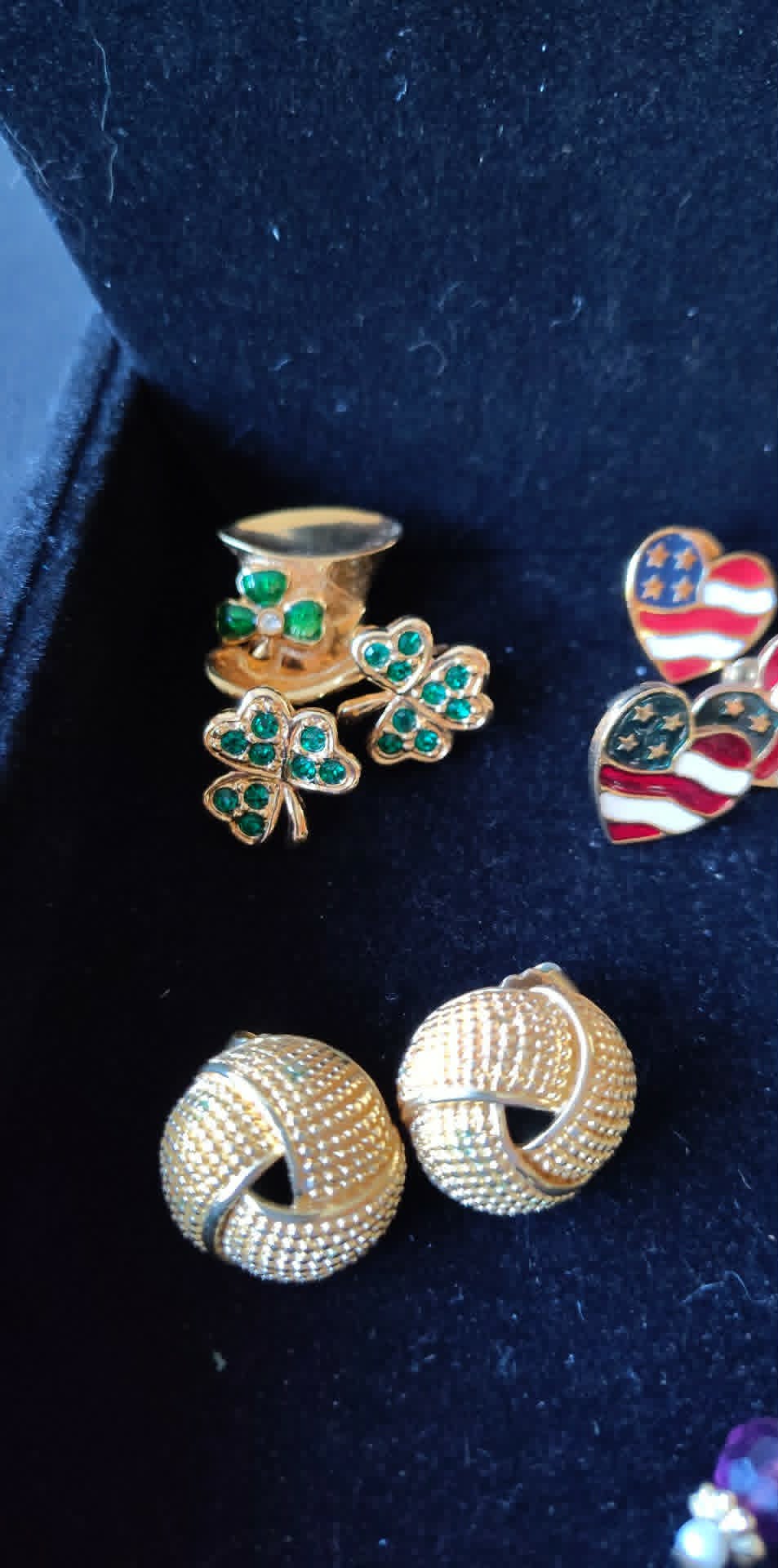 Vintage Avon estate lot 6pairs earrings, 2 brooch, One is marked 2001, enamel