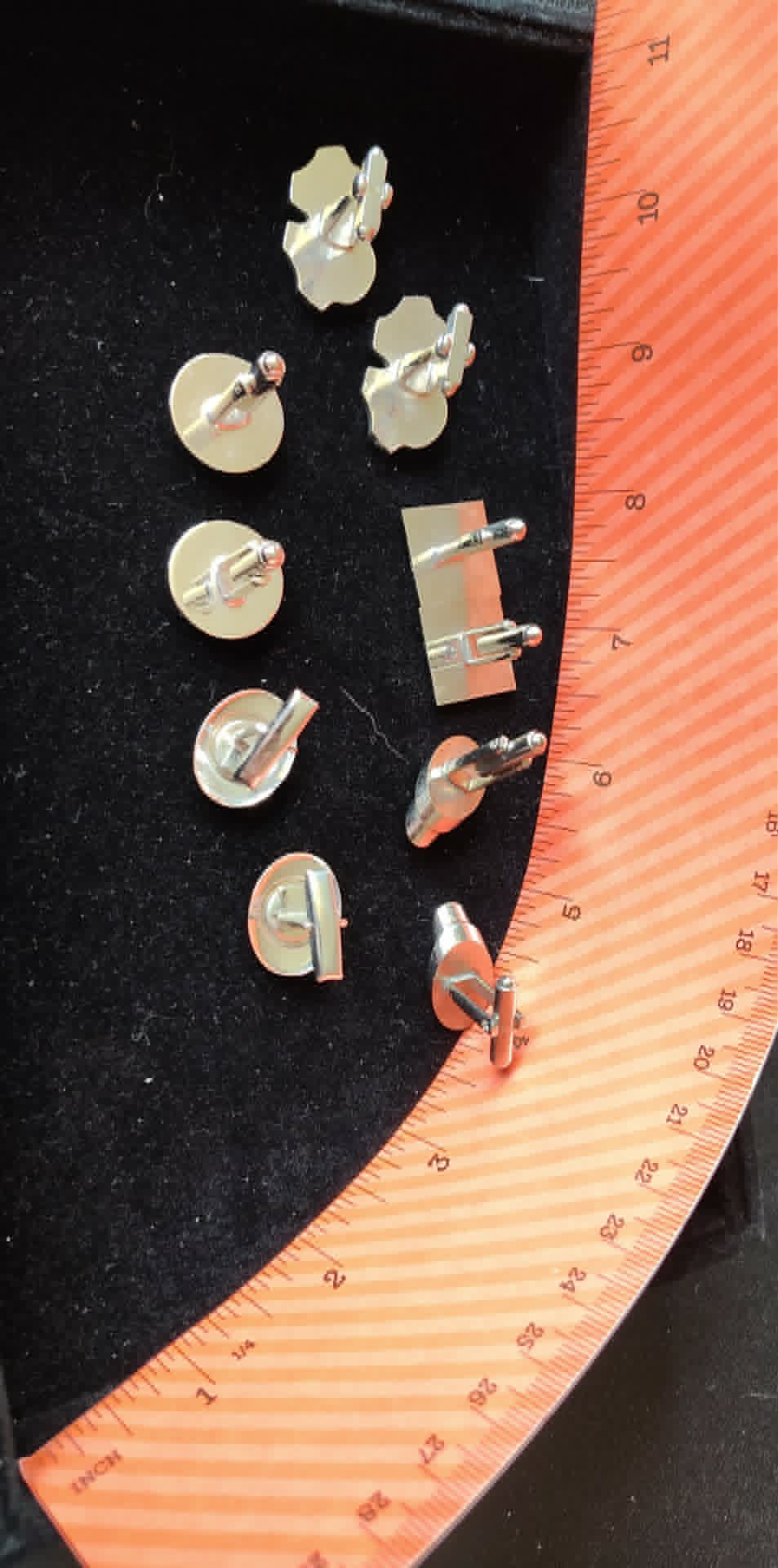 5pr Vintage cufflinks, comedy & tragedy, mother of pearl, bass fish