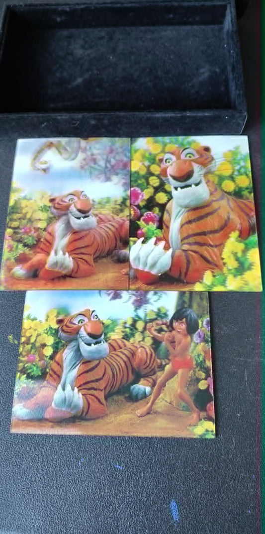 3 Disney Jungle Book Shere Khan 3D Lenticular cards 1966