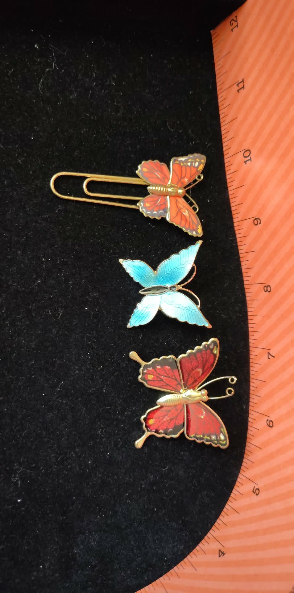 Set of 3 Vintage butterflies, paperclip & 2 brooches