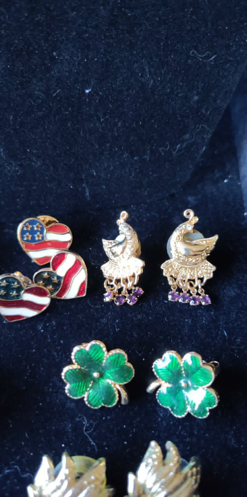 Vintage Avon estate lot 6pairs earrings, 2 brooch, One is marked 2001, enamel