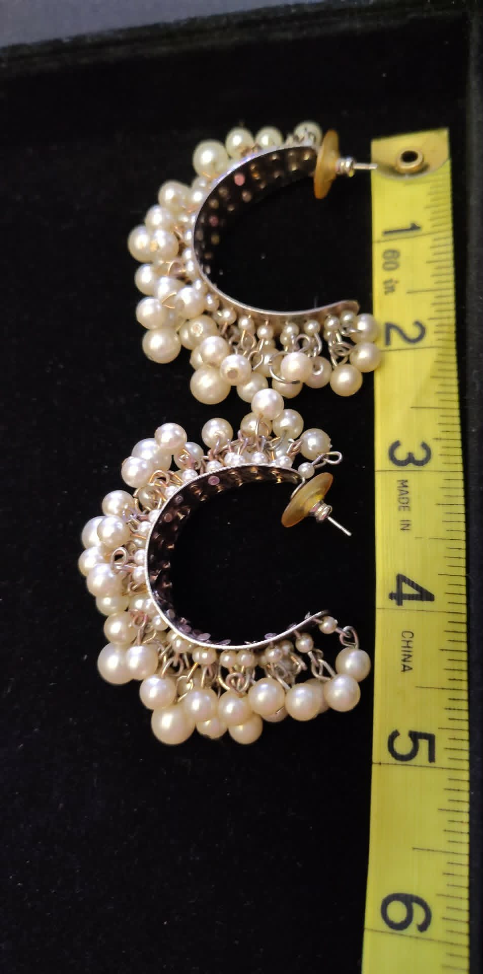 Vintage faux pearl gold-toned estate pierced earrings
