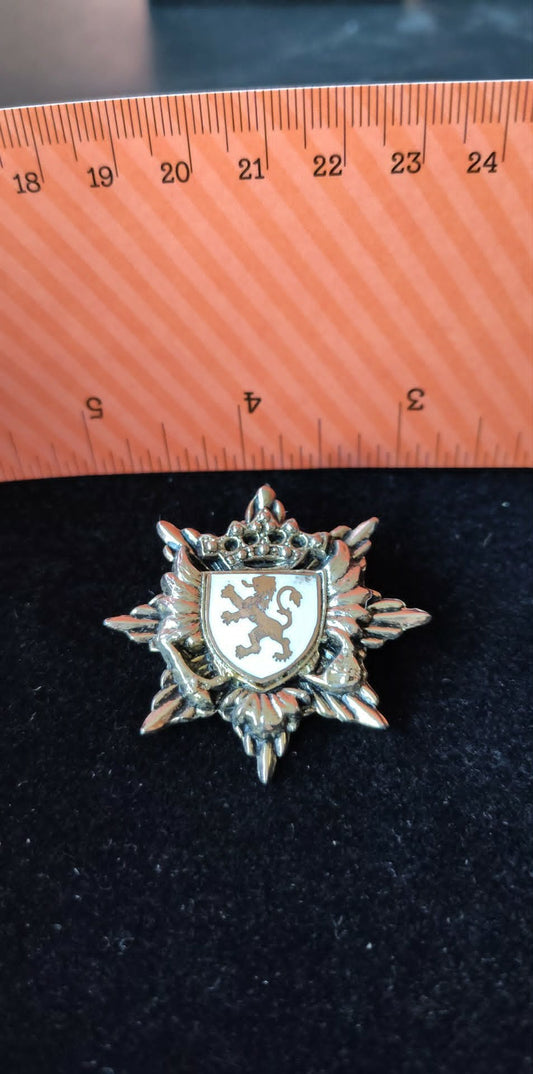 Vintage 50s-70s heraldic starburst brooch, unsigned