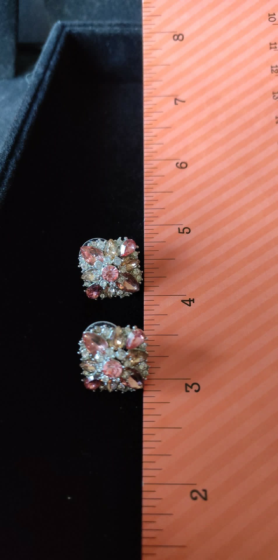 Vintage sparkling pink and clear crystal post earrings