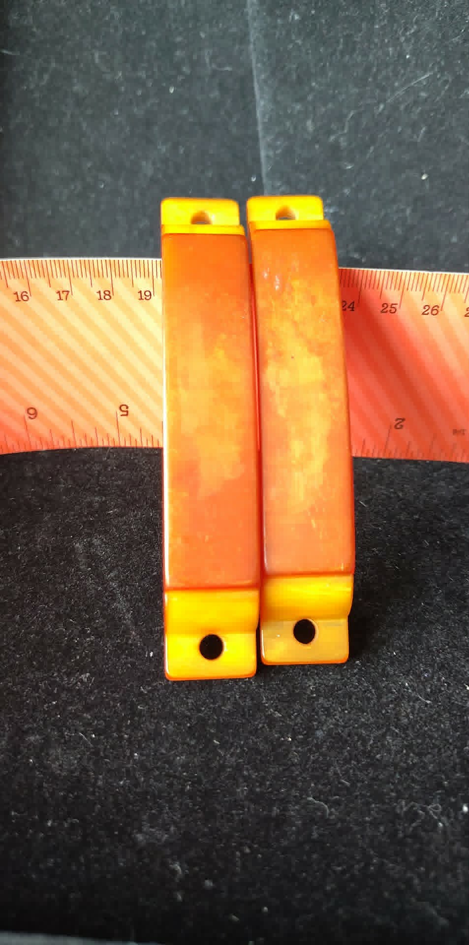 2 vintage Bakelite cabinet drawer pulls, butterscotch tested
