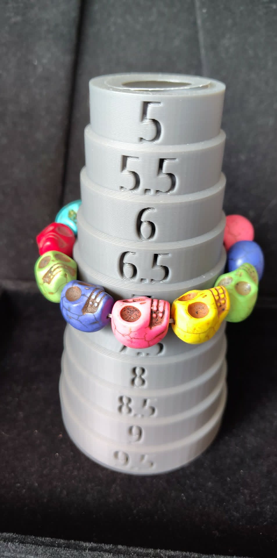 Multi-colored howlite skull day of the dead stretch bracelet
