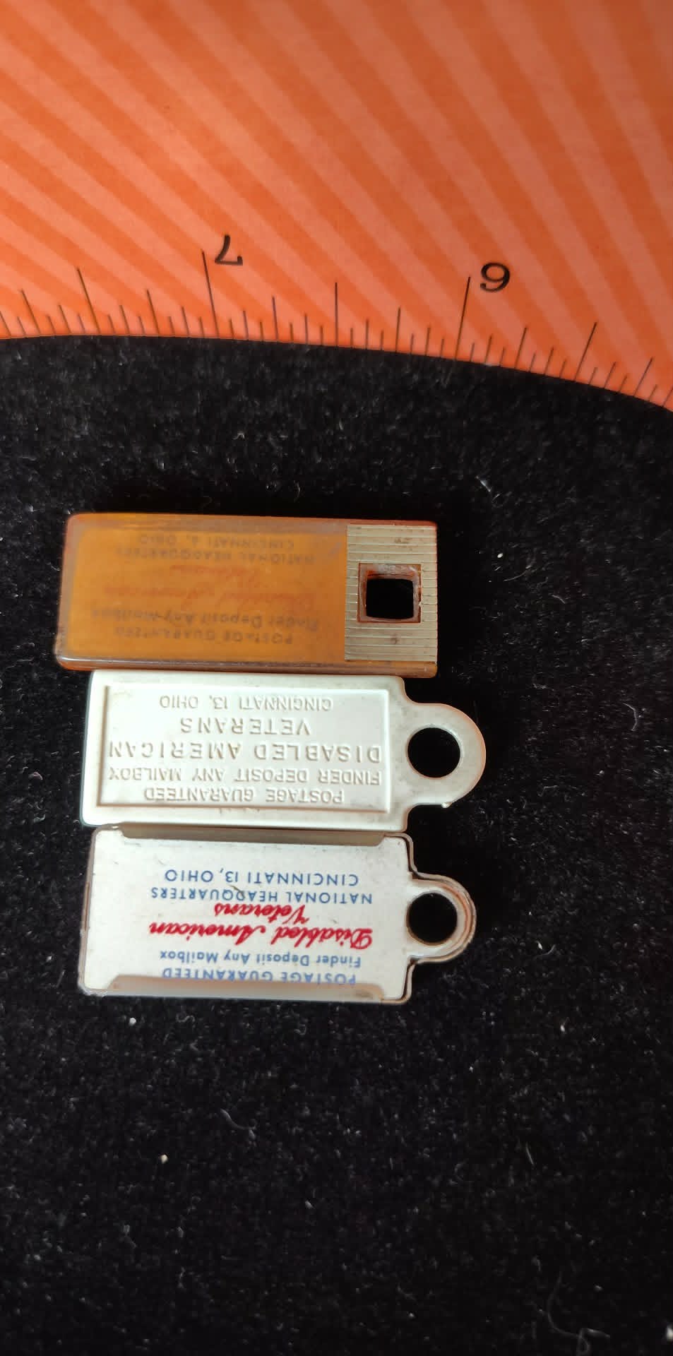 Vintage 3 DAV Disabled American Veterans Idento-Tags 50, 54, 60 Nebraska