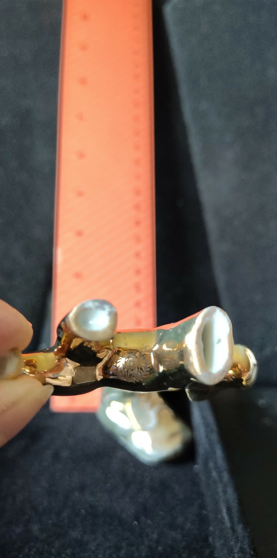 Vintage Japan gold Lusterware ceramic dog and shoe/boot