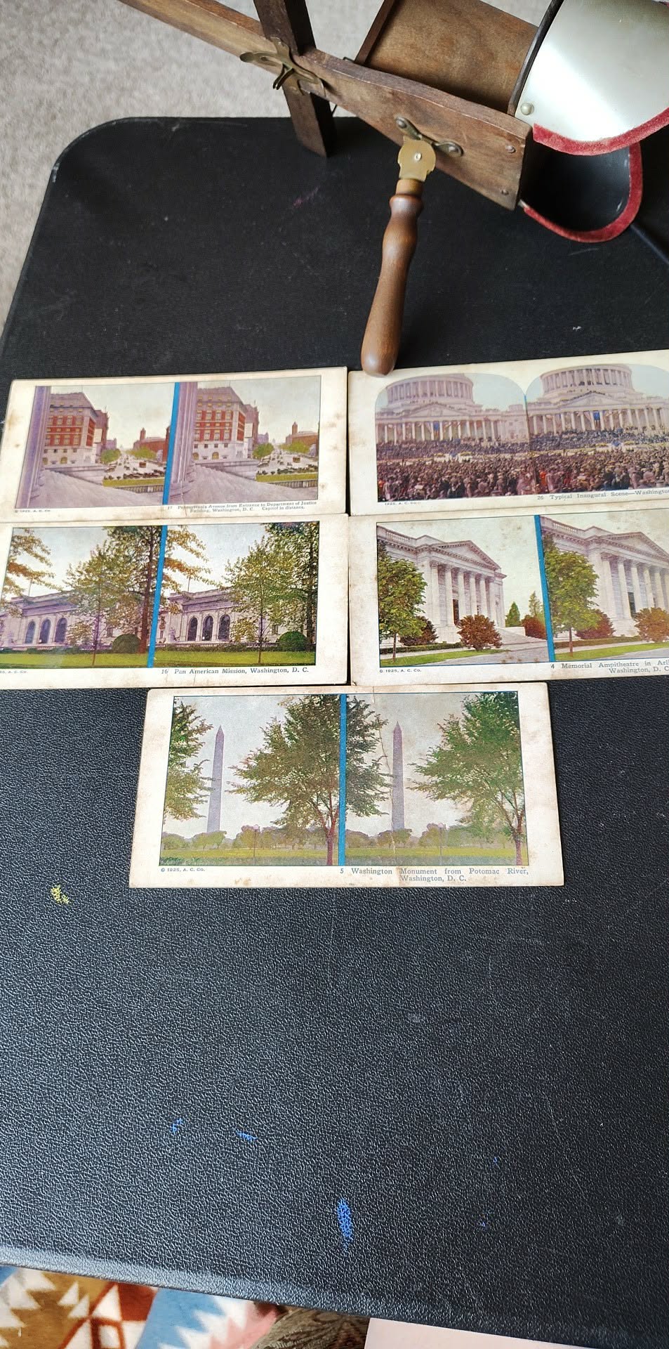 Antique Stereoscope with 10 cards, Italy, New York, DC, & more